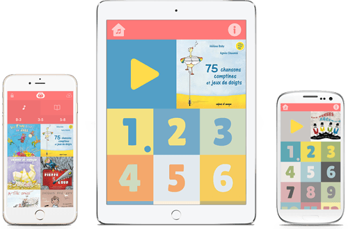 L’appli munki sur une tablette et deux téléphones